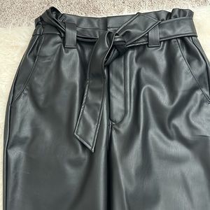 High waisted straight leg H&M leather pants